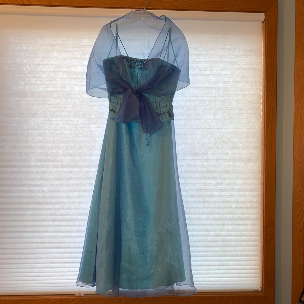 3 piece prom dress | corset, skirt,  shawl sz 5/6